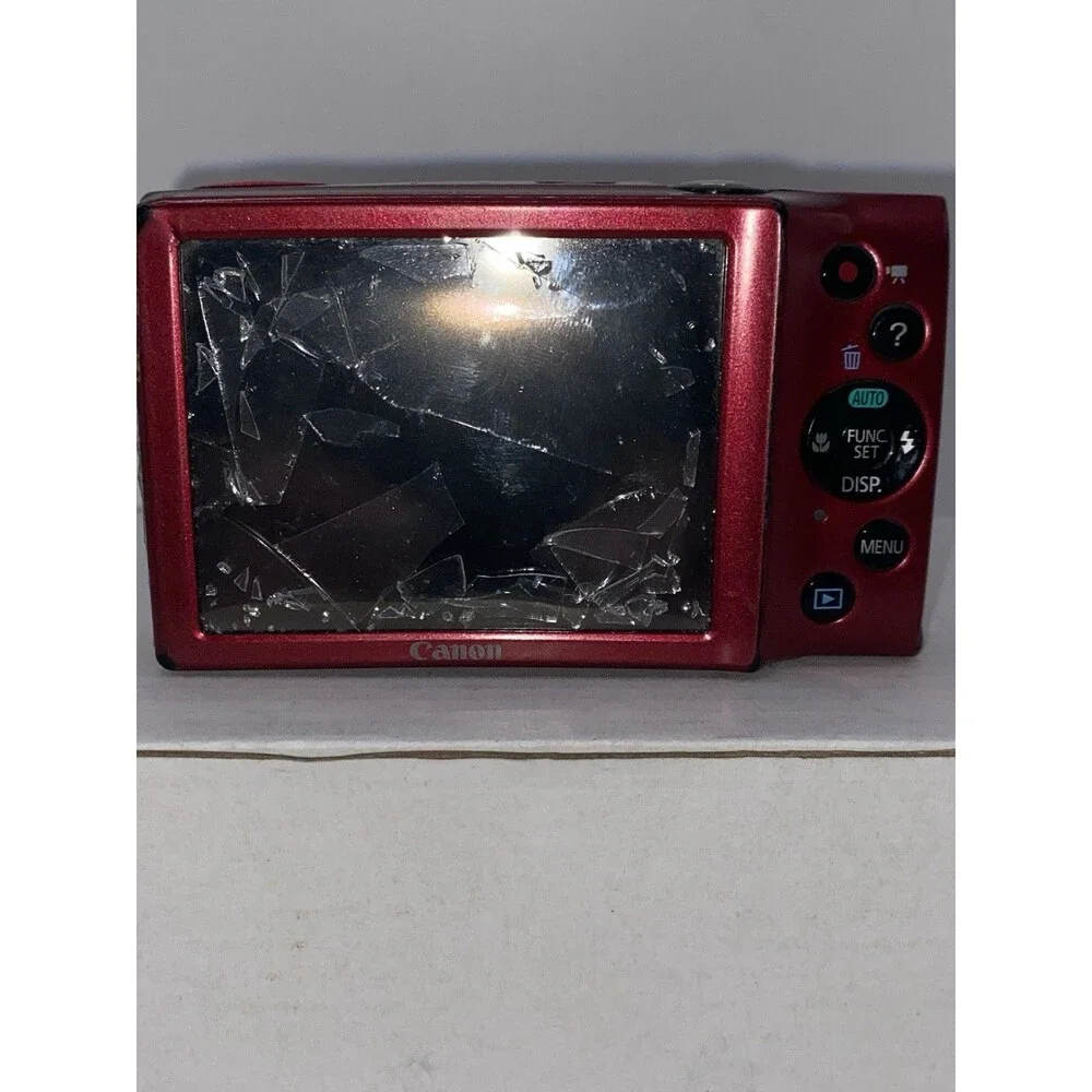 Canon PowerShot A3400 IS HD 16MP Red Digital Camera Parts/Repair w/ Battery
